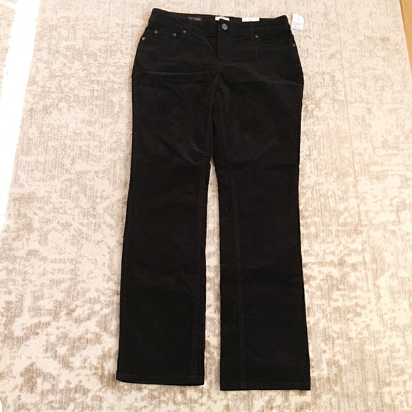 NEW St. John's Bay Secretly Slender Corduroy Pants 10 Black - Picture 2 of 15